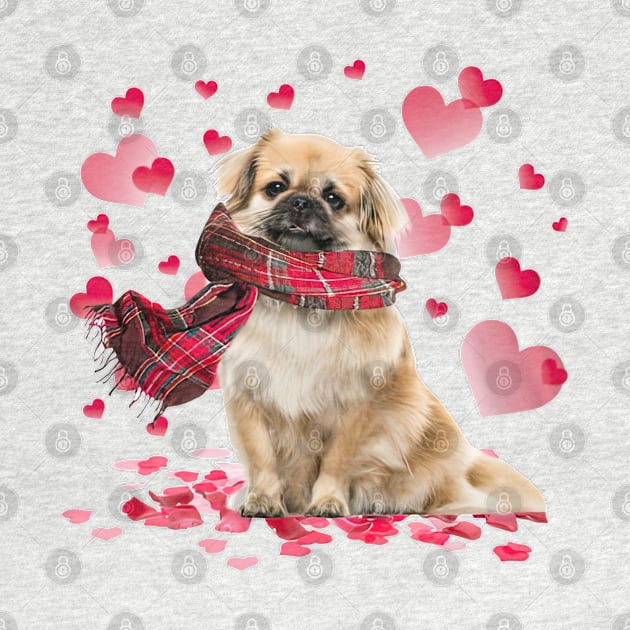 Tibetan Spaniel Hearts Love Happy Valentine's Day by cyberpunk art